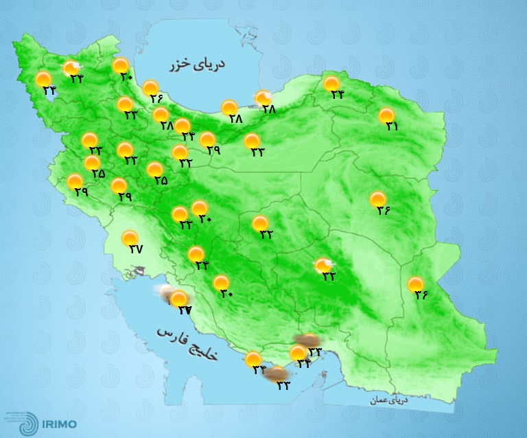 وضعیت آب و هوا، امروز ۲۵ خرداد ۱۴۰۱ / استقرار گرما در بیشتر نقاط کشور / رگبار و رعد و برق در ۹ استان وضعیت آب و هوا، امروز ۲۵ خرداد ۱۴۰۱ / استقرار گرما در بیشتر نقاط کشور / رگبار و رعد و برق در ۹ استان