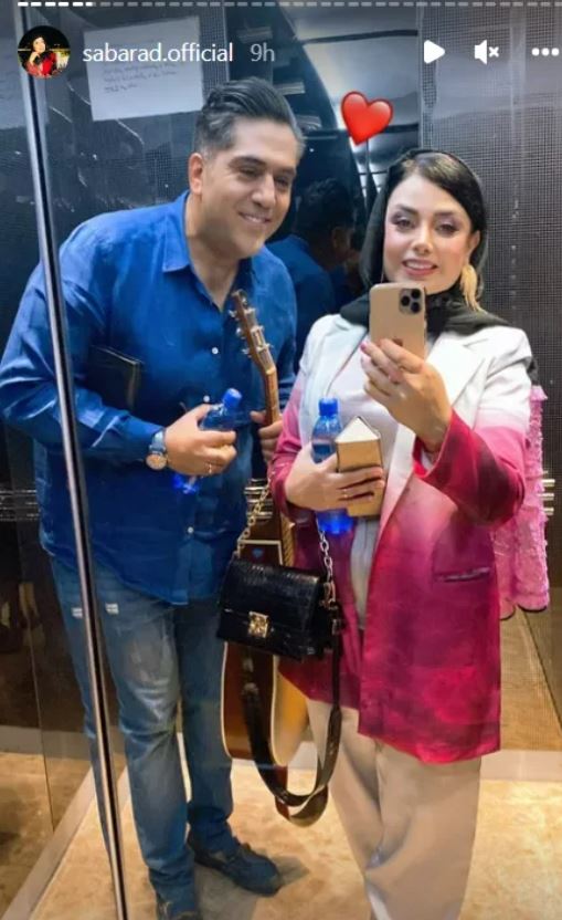 وضعیت عجیب صبا راد و همسرش در آسانسور + عکس