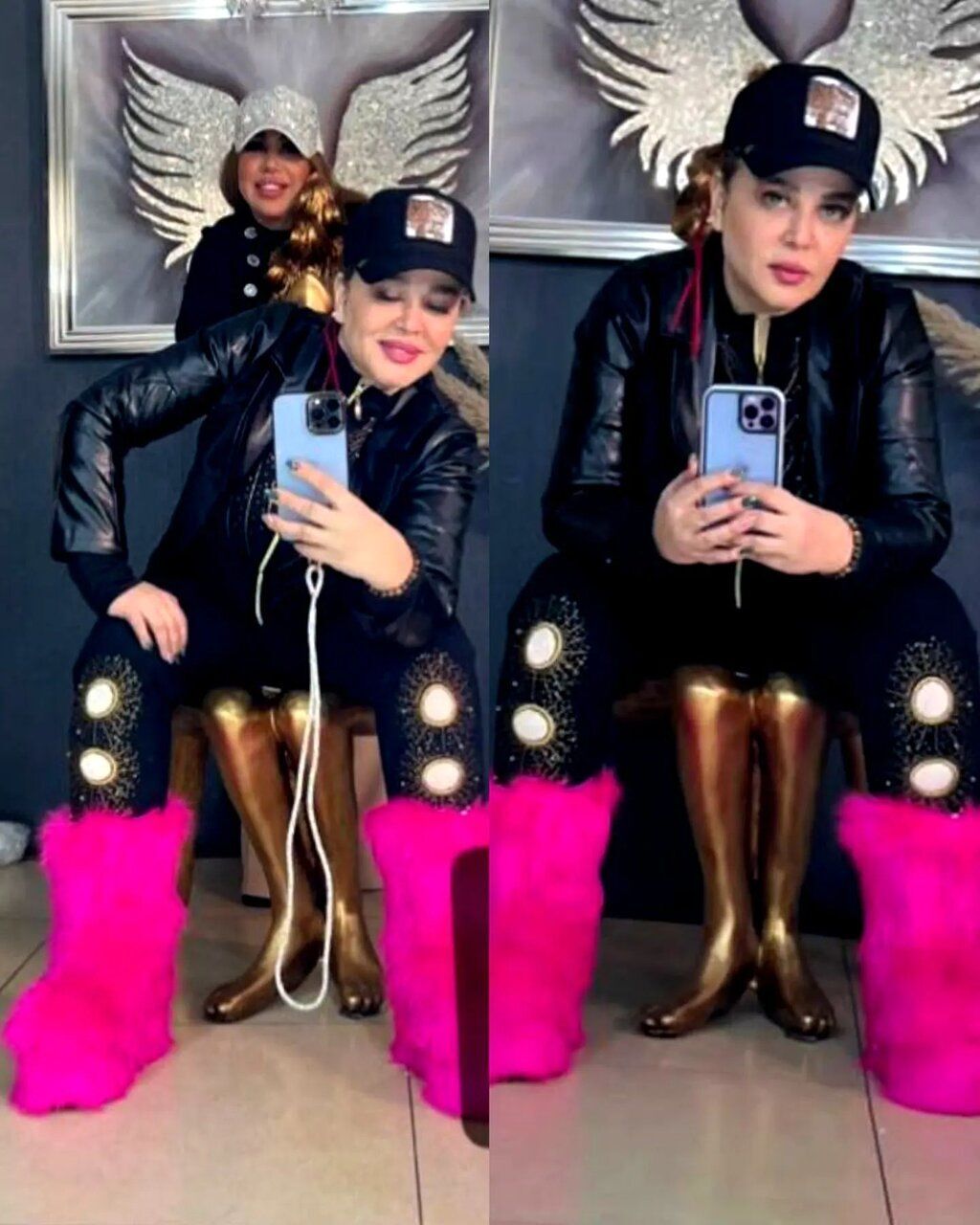 سوژه شدن کفش پشمی صورتی بهاره رهنما + عکس سوژه شدن کفش پشمی صورتی بهاره رهنما + عکس