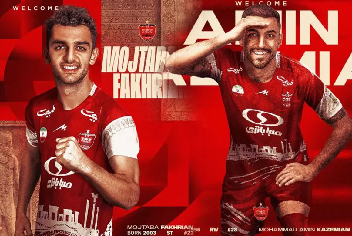 مجتبی فخریان مهاجم سابق شمس آذر و حال حاضر پرسپولیس - محمدامین کاظمیان مهاجم پرسپولیس و بازیکن سابق آلومینیوم اراک