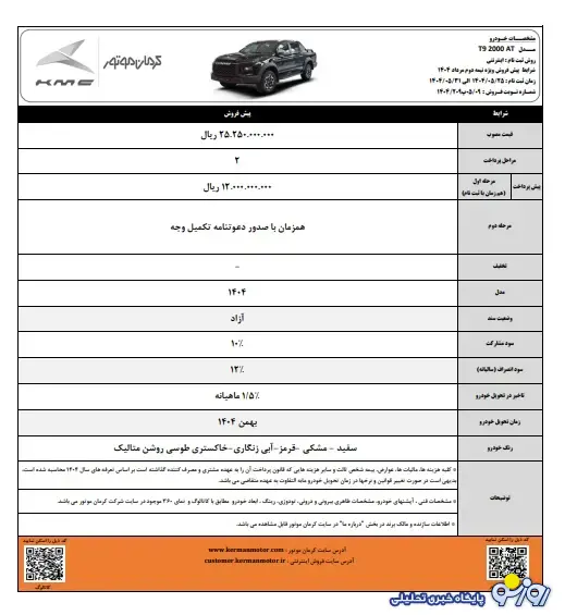 فروش ویژه نیمه دوم مرداد محصولات کرمان موتور به همراه سرویسهای دورهای رایگان فروش ویژه نیمه دوم مرداد محصولات کرمان موتور به همراه سرویسهای دورهای رایگان
