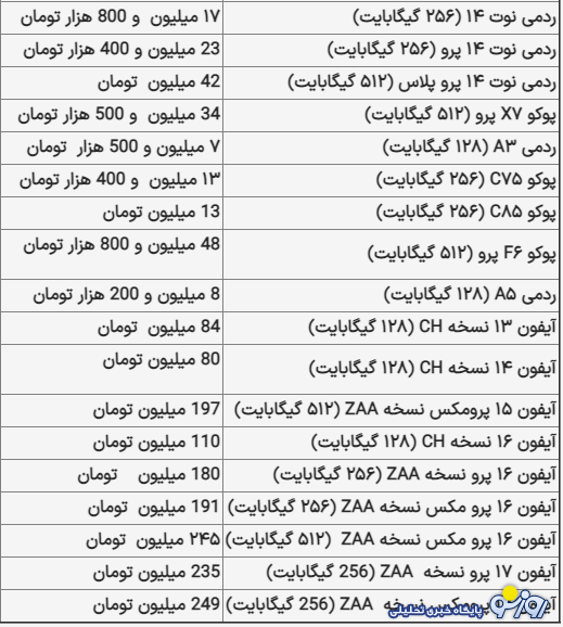 قیمت گوشی سامسونگ، شیائومی و آیفون امروز دوشنبه ۲۶ آبان ۱۴۰۴ قیمت گوشی سامسونگ، شیائومی و آیفون امروز دوشنبه ۲۶ آبان ۱۴۰۴